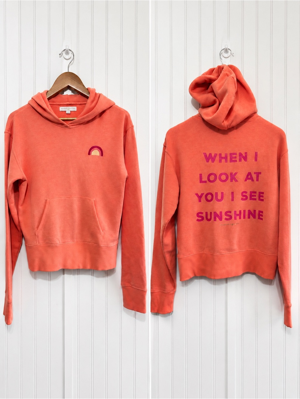Spiritual Gangster Sunshine Skye Hoodie Coral Rainbow Size Medium
